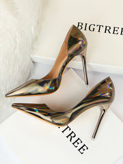 Fashion Reflective Side Hollow Sexy Nightclub High Heels