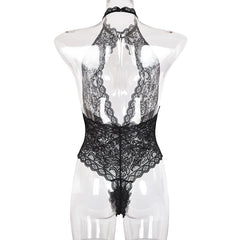 Sexy Fashion Lace Lace Cutout See-through Large V-neck Backless Halter Jumpsuit Fashion Women's High Waist Thin