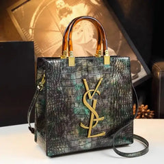 2025 New Arrival All-match Crocodile Pattern Atmospheric Middle-aged Women's Bag Large Capacity Portable Tote Bag