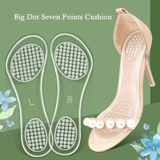 GEL Silicone Seven Points Insoles Women High Heels Single Sandals Shoes Cushion Self-adhesive Insole Washable Shoe Pads Summer