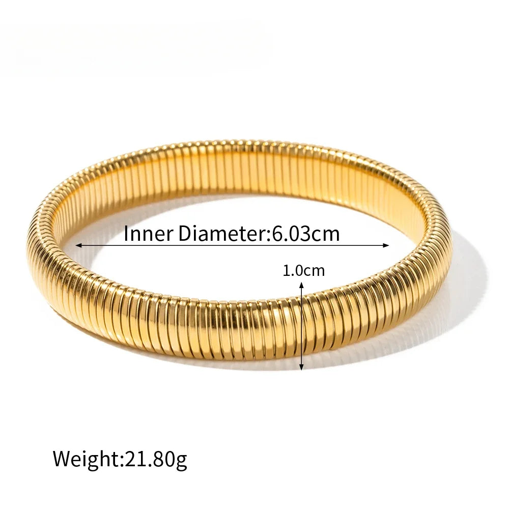 Stainless Steel Texture Flex Snake Chain Cuff Bracelet 18k Gold Plated Wide Bracelet Bangle Fashion Jewelry Women Gifts