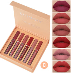 6pc Matte Liquid Lipstick Set, Long-Lasting Lip Stain, Non-Stick Cup, Nude Shades, Makeup Gift Box Set, Ideal Gifts For Women