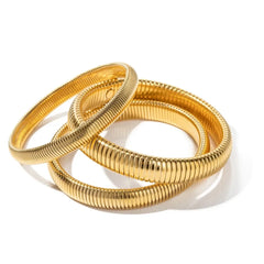 Stainless Steel Texture Flex Snake Chain Cuff Bracelet 18k Gold Plated Wide Bracelet Bangle Fashion Jewelry Women Gifts