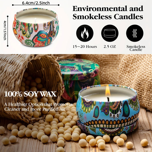 16 small aromatherapy candles, soy wax aromatherapy wax 2.5oz (approximately 70.9g) tin candles with lids, suitable for mothers