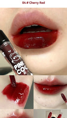 PINKCOCO Bear Doodle Mirror Lip Glaze — Long-Lasting Shiny Lip Gloss, Student-Friendly, Skin-Brightening Nude Lipstick