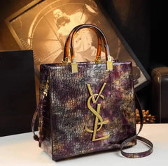 2025 New Arrival All-match Crocodile Pattern Atmospheric Middle-aged Women's Bag Large Capacity Portable Tote Bag