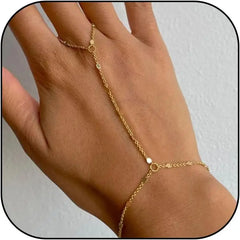 Hand Chain Ring Bracelet Jewelry for Women Girl Dainty 14k Gold Plated Trendy 2024 Summer Adjustable Chain Zircon Finger Ring